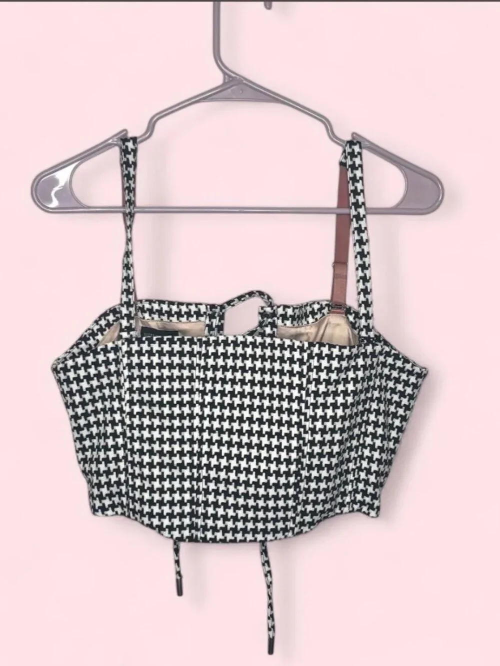 Wildfang The Empower Houndstooth Print 6 Way Corset Top Size Large